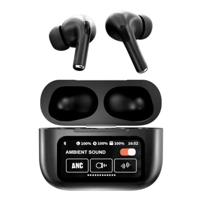 A9 Pro Wireless Earbuds (White) – Premium Sound, ANC/ENC Noise Reduction, Dual Touch Display, Bluetooth 5.3 for Android & iOS