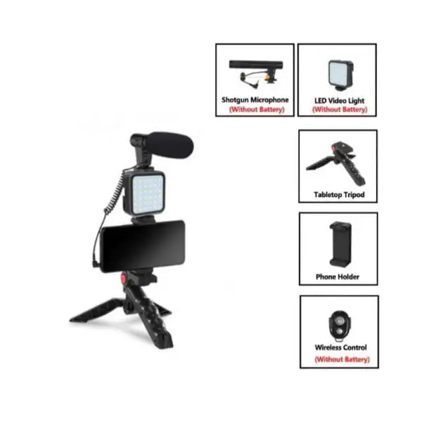 AY-49 Vlogging Kit for Smartphone & Camera – Complete Video Recording, Photography & Studio Setup